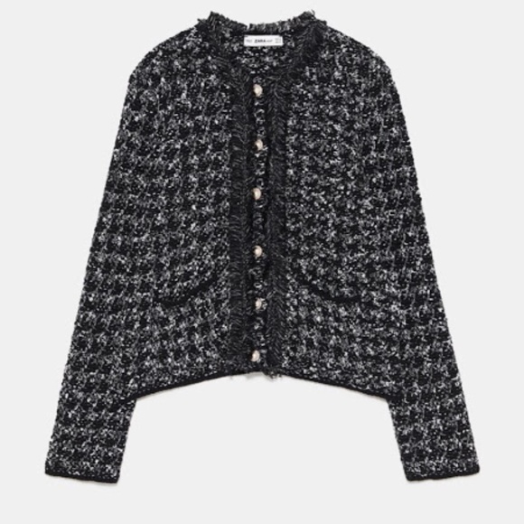 zara tweed cardigan